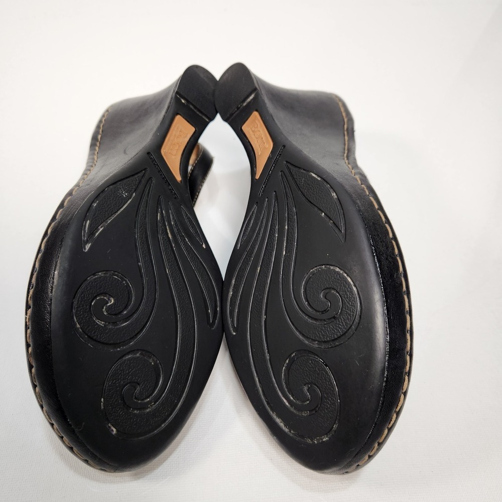Born Womens Black Leather 3.5 in Open Toe Wedge Sandals Womens Size 8 W3090 - Picture 8 of 8